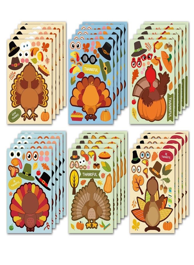 DUJAA 30 Sheet Turkey Stickers Thanksgiving Stickers for Kids, Thanksgiving Party Favors Supplies Sticker for Kids Turkey Games Crafts Sticker Autumn Fall Harvest Thanksgiving Decorations - Image 1